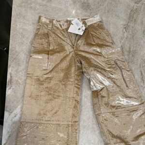 Ami Shiny Gold Wide Leg Pants